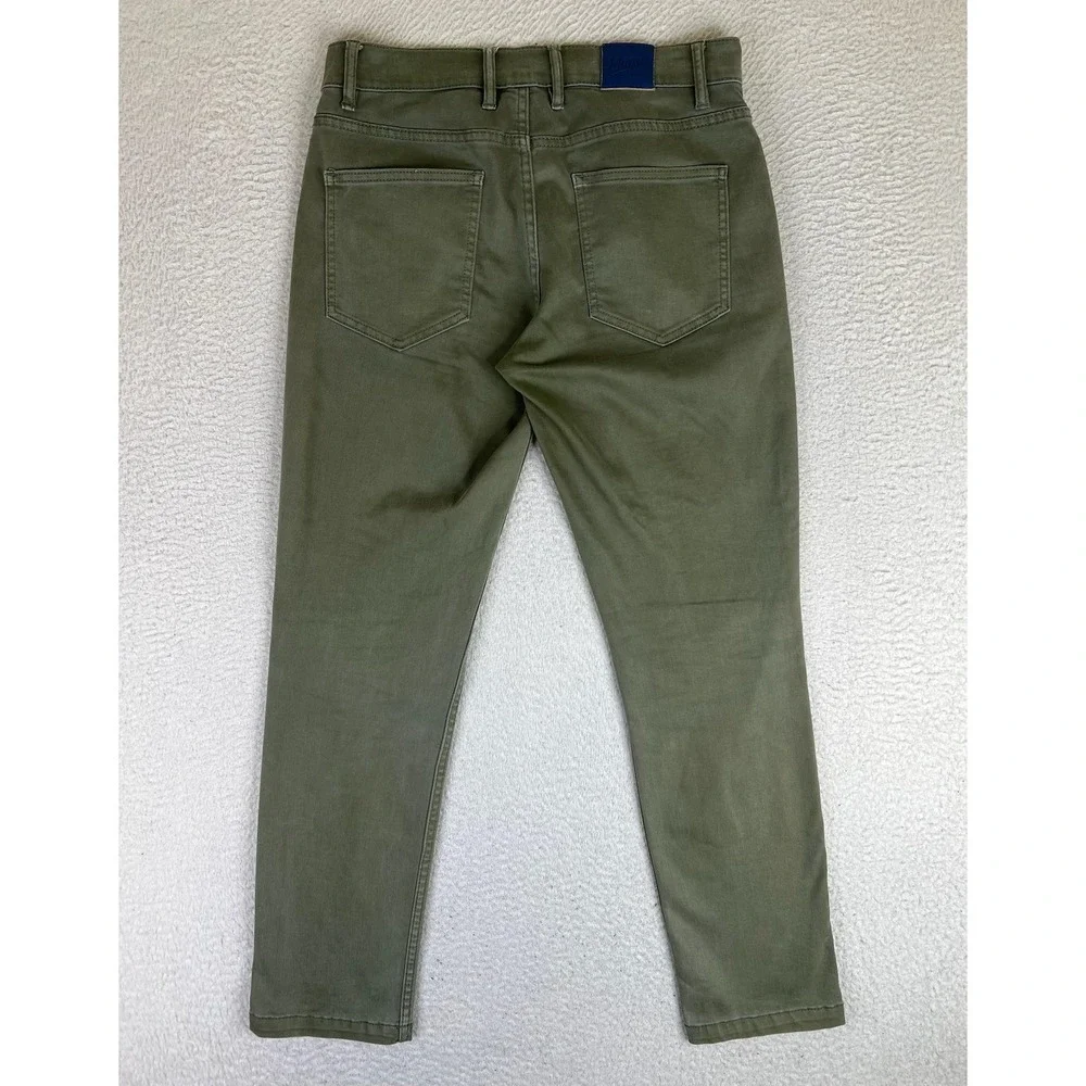 Mugsy Jeans Mens 30x30 Green Slim Tapered Stretch Denim Casual Pants Olive